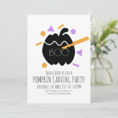カボチャ彫りブラックカボチャ紙吹雪散水私 招待状 (スタンド正面)
