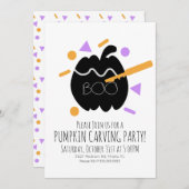 カボチャ彫りブラックカボチャ紙吹雪散水私 招待状 (正面/裏面)