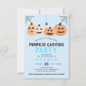 カボチャ彫り誕生日パーティハロウィーン 招待状 (正面)