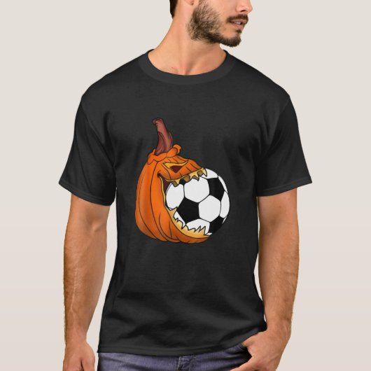 カボチャ彫刻サ食べッカーボールハロウィーン衣装 Tシャツ (正面)
