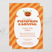 カボチャ彫刻ハローウィンパーティ招待状 招待状 (正面/裏面)