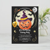 カボチャ彫刻招待状。ハローウィンパーティの大人 招待状 (スタンド正面)
