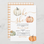 カボチャ彼または彼女のミニマリスト性別を表示パーティー 招待状 (正面/裏面)