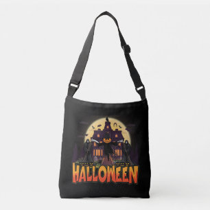 カボチャ怖いハウスハロウィーン クロスボディバッグ