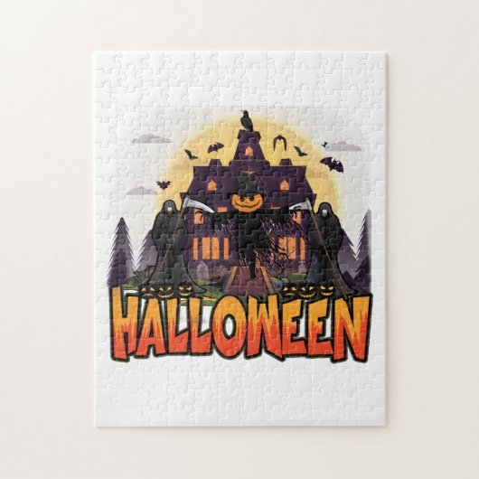 カボチャ怖いハウスハロウィーン ジグソーパズル (縦)