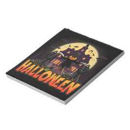 カボチャ怖いハウスハロウィーン ノートパッド