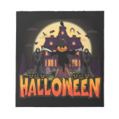 カボチャ怖いハウスハロウィーン ノートパッド (正面)