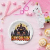 カボチャ怖いハウスハロウィーン ペーパープレート (パーティー)