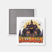 カボチャ怖いハウスハロウィーン マグネット (正面/裏面)
