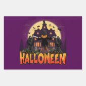 カボチャ怖いハウスハロウィーン ラッピングペーパーシート (正面2)