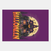 カボチャ怖いハウスハロウィーン ラッピングペーパーシート (正面)