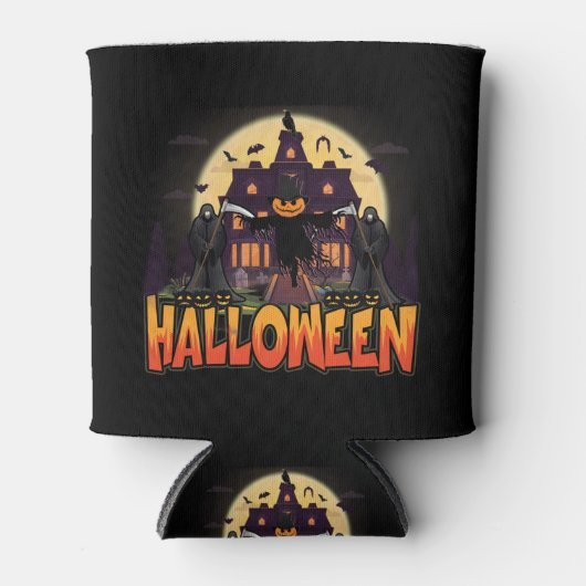 カボチャ怖いハウスハロウィーン 缶クーラー (正面)