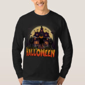カボチャ怖いハウスハロウィーン Tシャツ (正面)