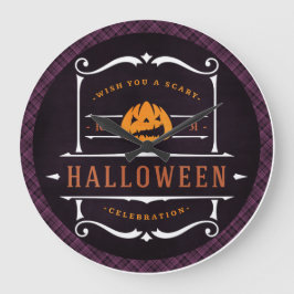 カボチャ怖いハロウィーンを祈る ラージ壁時計