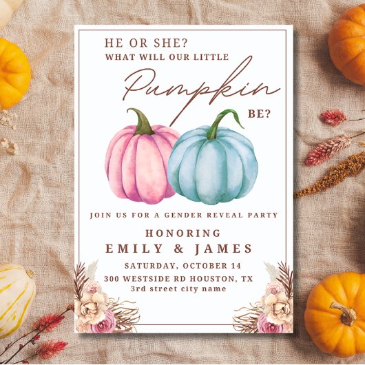 カボチャ性別が自分または彼女の少年または女の子を明らかにする 招待状
