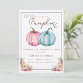 カボチャ性別が自分または彼女の少年または女の子を明らかにする 招待状 (スタンド正面)