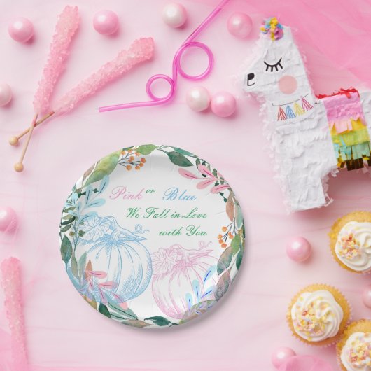 カボチャ性別の表示パーティー ペーパープレート (パーティー)