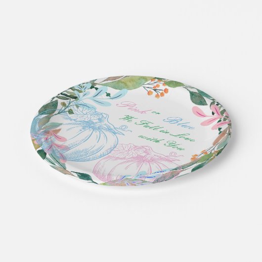 カボチャ性別の表示パーティー ペーパープレート (アングル)