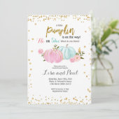 カボチャ性別リビールピンクブルー招待状 招待状 (スタンド正面)