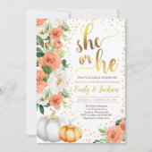 カボチャ性別リビール招待状秋ベビーリビール 招待状 (正面)