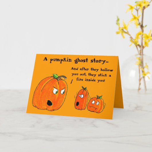 カボチャ怪談のハロウィンの挨拶状 カード (黄色い花)