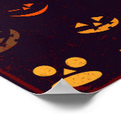 カボチャ悪魔顔のシームレスなパターン背景 ポスター (角)