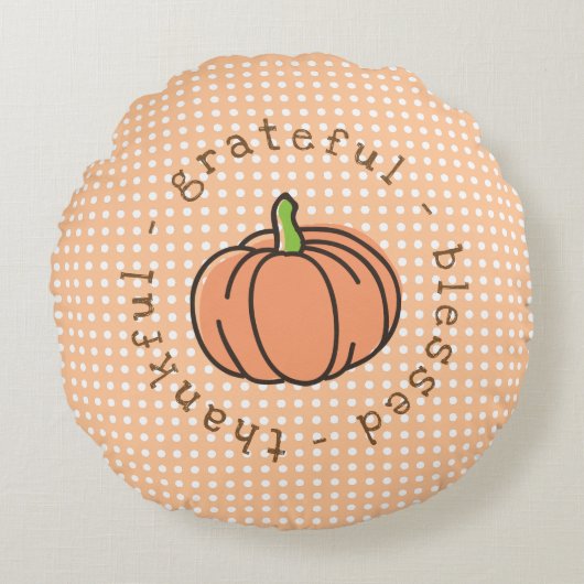 カボチャ感謝の感謝の感謝祭賛美の感謝 ラウンドクッション (正面)