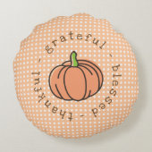 カボチャ感謝の感謝の感謝祭賛美の感謝 ラウンドクッション (裏面)