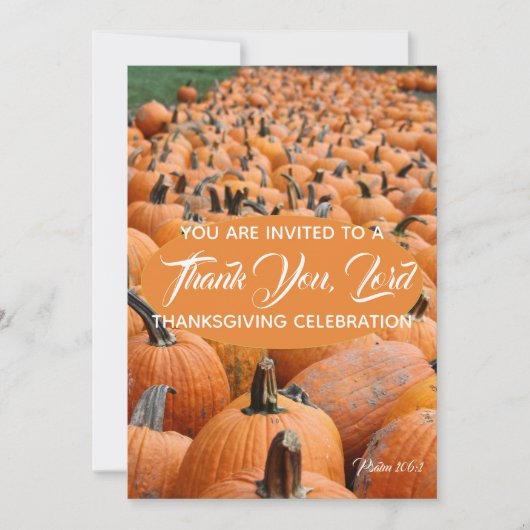 カボチャ感謝祭ありがとう主お祝い 招待状 (正面)