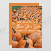 カボチャ感謝祭ありがとう主お祝い 招待状 (正面/裏面)