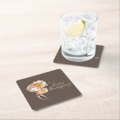 カボチャ感謝祭のジンジャーガール スクエアペーパーコースター (インサイチュ)