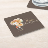 カボチャ感謝祭のジンジャーガール スクエアペーパーコースター (アングル)