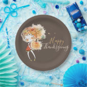 カボチャ感謝祭のジンジャーガール ペーパープレート (パーティー)