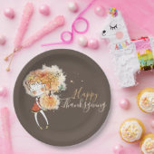 カボチャ感謝祭のジンジャーガール ペーパープレート (パーティー)