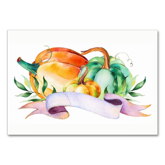 カボチャ感謝祭のテーブルの食器セットカード テーブルナンバー (正面)