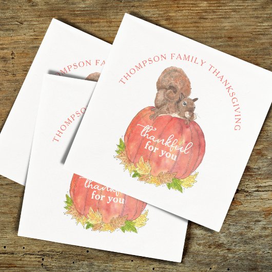 カボチャ感謝祭のリス スタンダードカクテルナプキン