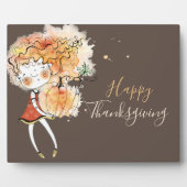 カボチャ感謝祭の卓上とジンジャーガール フォトプラーク (正面)