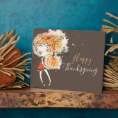 カボチャ感謝祭の卓上とジンジャーガール フォトプラーク (側面)