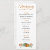 カボチャ感謝祭の秋のディナーメニュー 招待状 (正面/裏面)