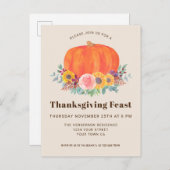 カボチャ感謝祭ディナー招待状はがき インビテーションポストカード (正面/裏面)