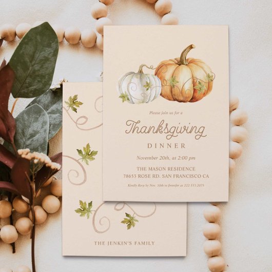 カボチャ感謝祭ディナー 招待状