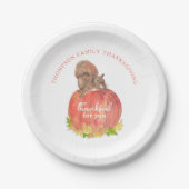 カボチャ感謝祭デザート付きリス ペーパープレート (正面)