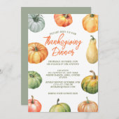 カボチャ感謝祭フェストディナーウォーターカラー 招待状 (正面/裏面)