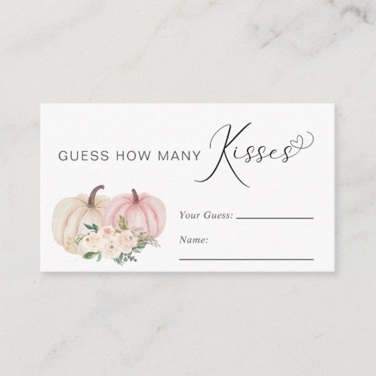 カボチャ推測どのようにキスの多くの赤ちゃんシャワーゲーム エンクロージャーカード (正面)