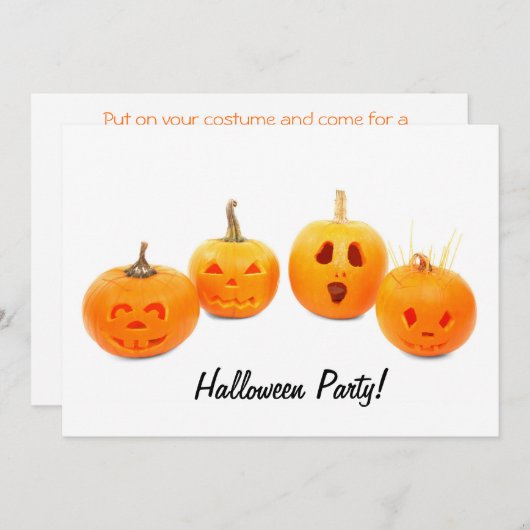 カボチャ撮影ハローウィンパーティ招待状 招待状 (正面/裏面)