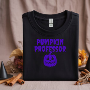 カボチャ教授パープルタイポグラフィ Tシャツ