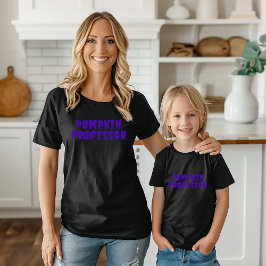 カボチャ教授パープルタイポグラフィ Tシャツ