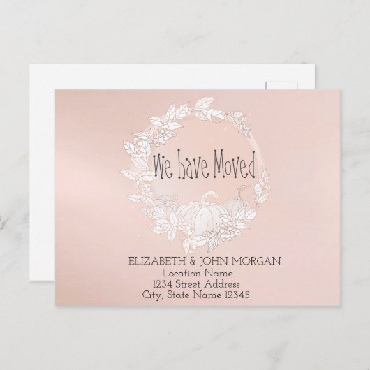 カボチャ新しい住所に移動した 案内ポストカード (正面/裏面)