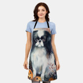 カボチャ日本のの怖いハロウィーンチン エプロン (着用した状態)