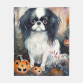 カボチャ日本のの怖いハロウィーンチン フリースブランケット (正面)